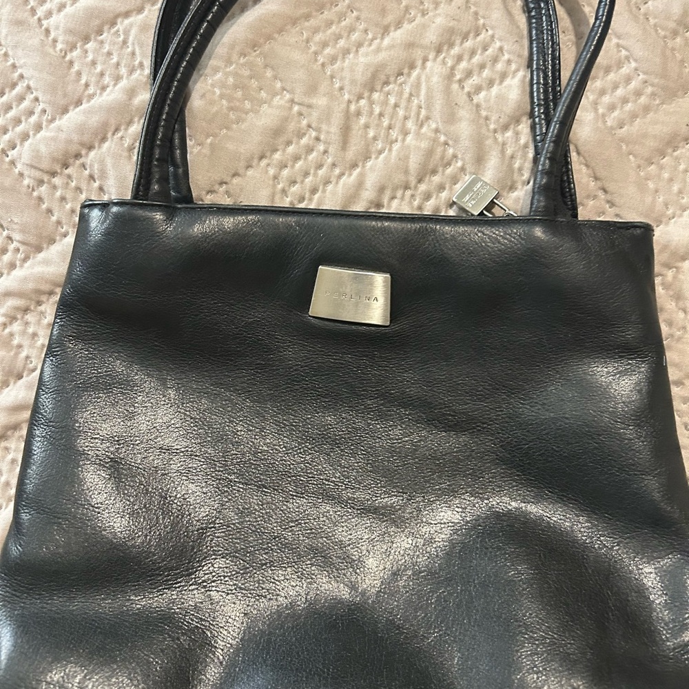 Perlina Black Leather short straps